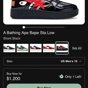 Bape Shark Black Sneakers with Red Accents